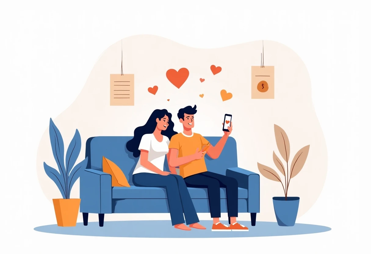 Paar überprüft Dating-App